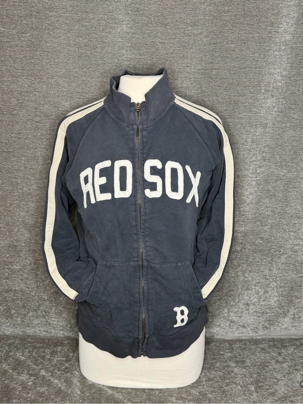 Red Sox Navy Zip-Up Jacket with White Trim